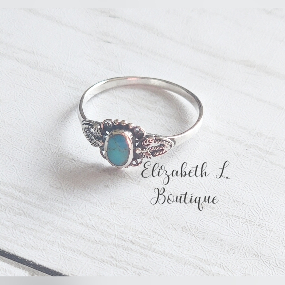 925 Sterling Silver Genuine Turquoise Ring Boutique New!